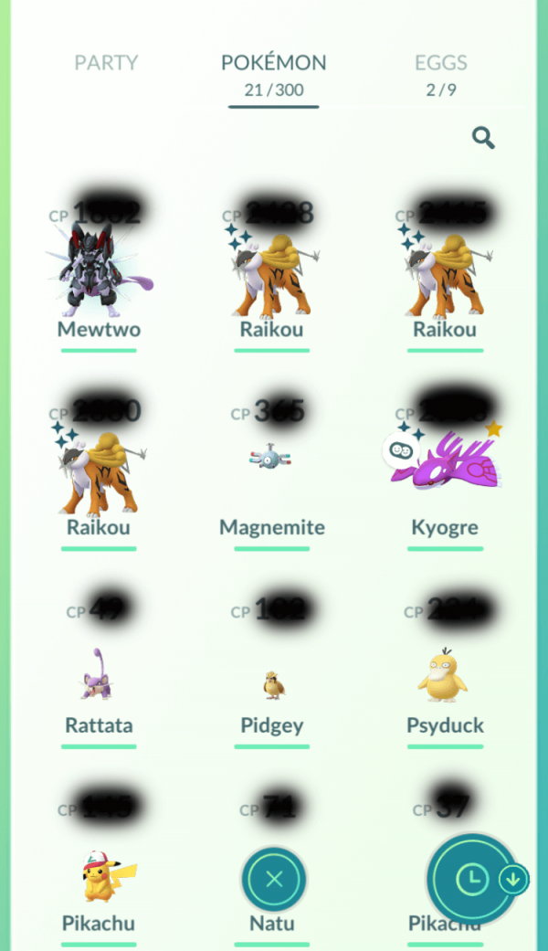 Account with shiny Raikou and shiny Kyogre