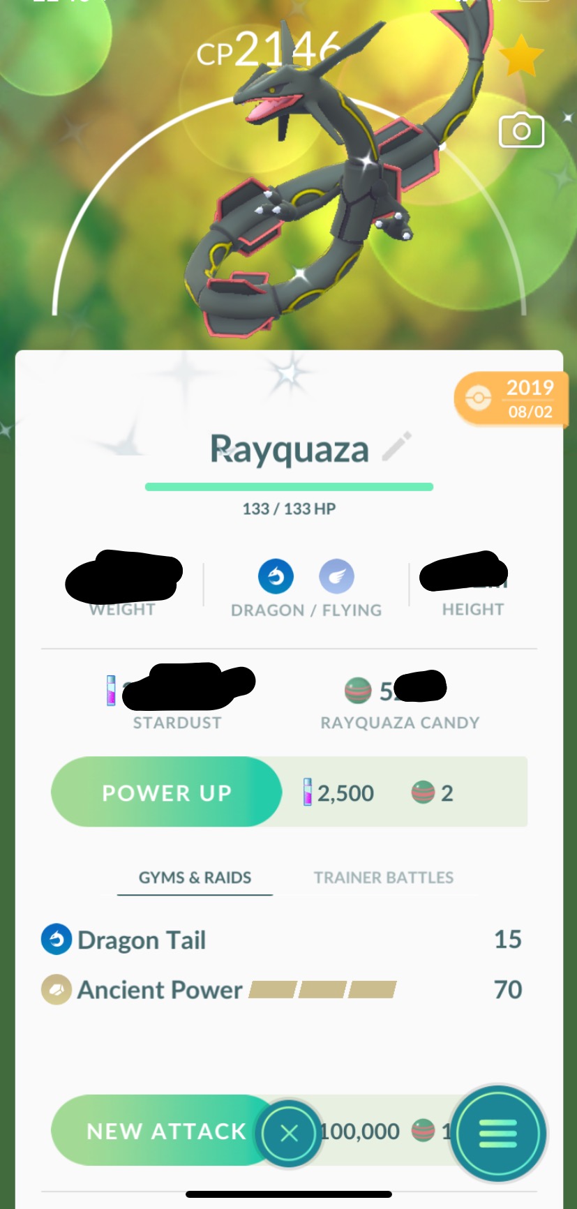 Pokemon Go Shiny Rayquaza - Mini PTC 80K Stardust