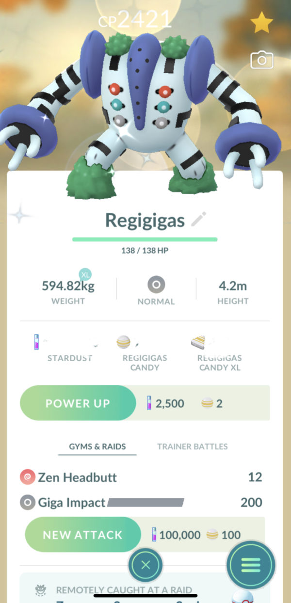 Shiny Regigigas pokemon go